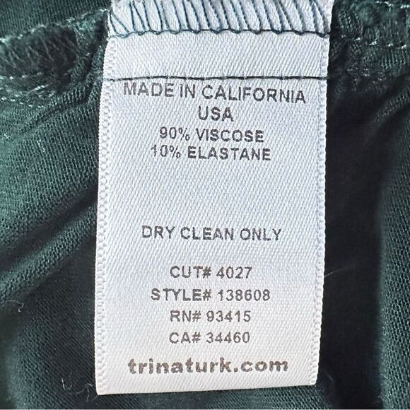 Trina Turk Women L Draped Top Dark Green Ruched Viscose Sleeveless Stretch - Picture 6 of 7
